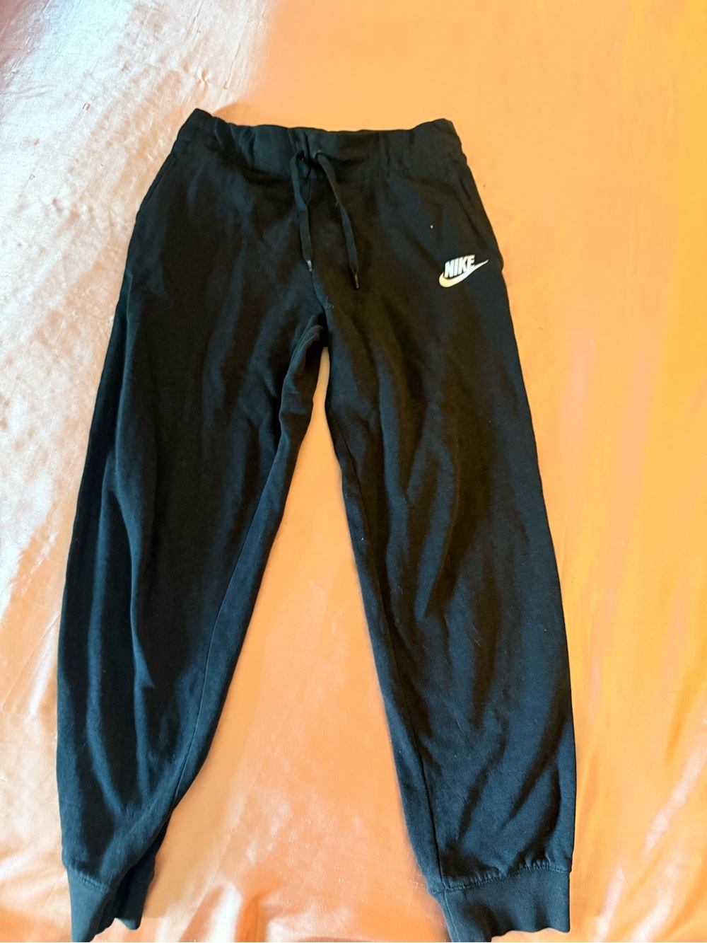 Nike Kids Black Jogger Sweatpants with White Swoosh